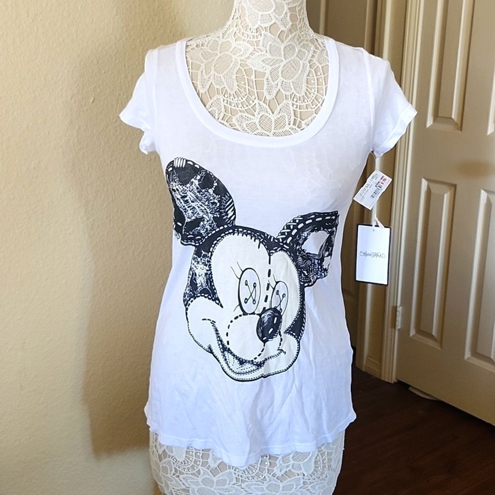 Lauren Moshi Mickey Mouse Grunge Punk Goth Tunic Top New With Tags Size XS New